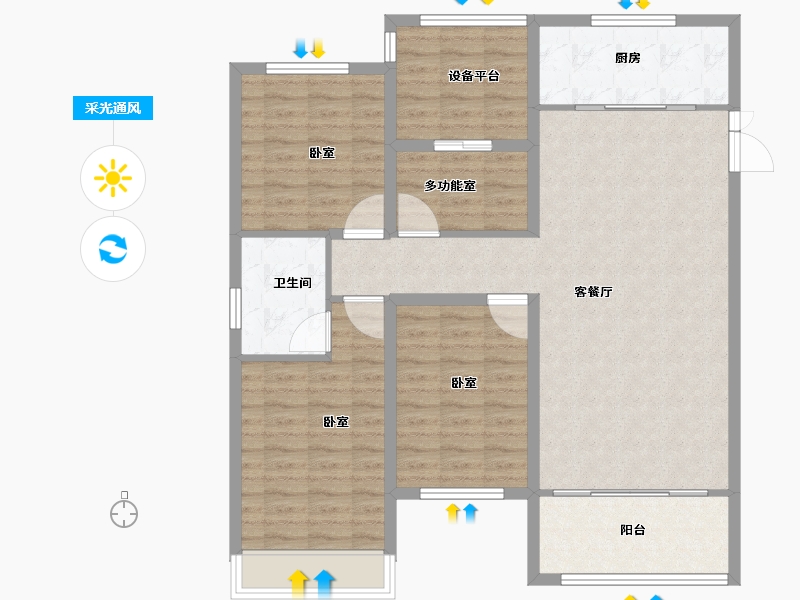 河南省-安阳市-国宾府-111.51-户型库-采光通风