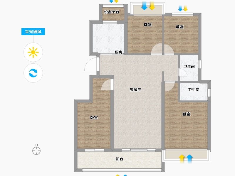 浙江省-绍兴市-金地悦峯里-104.00-户型库-采光通风