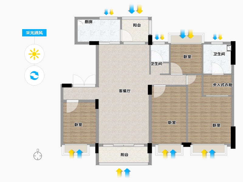 河南省-洛阳市-碧桂园天誉-154.01-户型库-采光通风