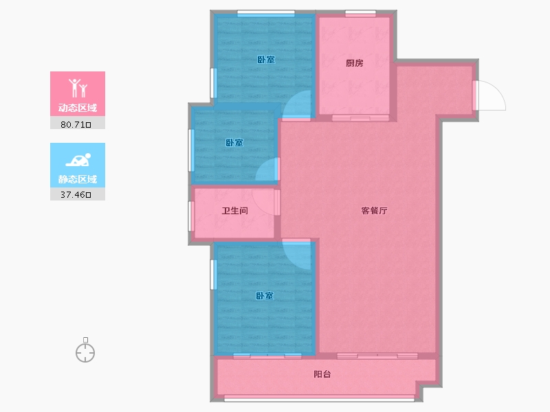 山东省-滨州市-京博·儒苑上邦-107.00-户型库-动静分区