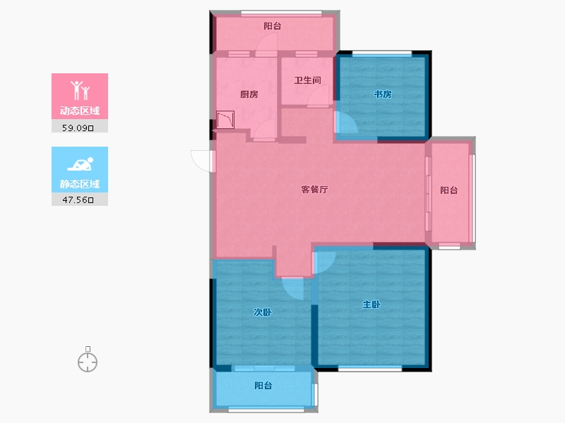 山东省-济南市-金域蓝山-94.99-户型库-动静分区