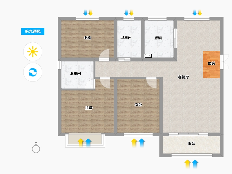 山东省-淄博市-鲁商中心-97.00-户型库-采光通风