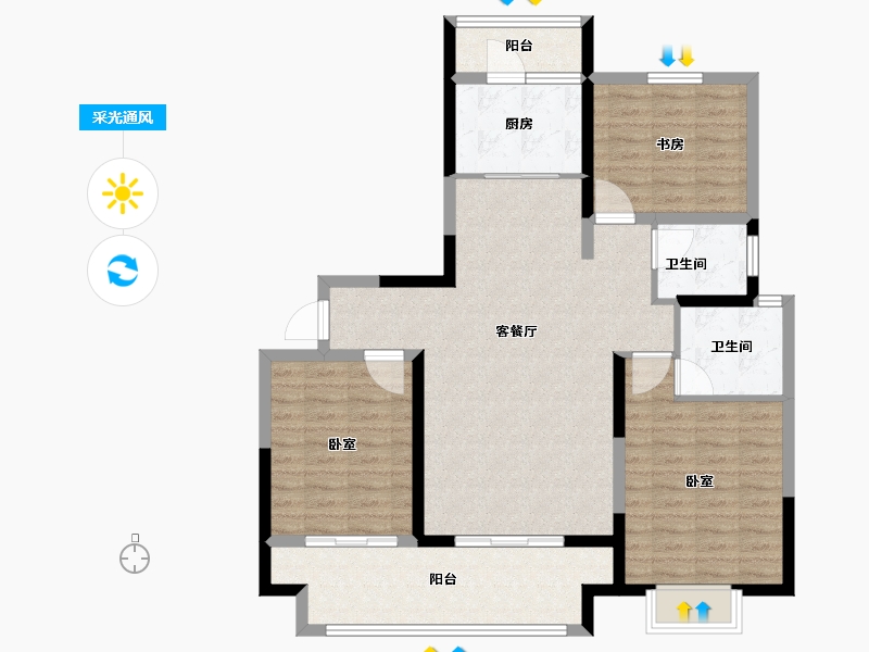 河南省-郑州市-大发融悦四季-106.00-户型库-采光通风