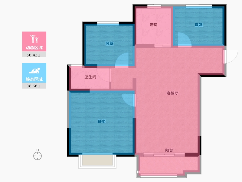 河南省-郑州市-康桥那云溪-85.00-户型库-动静分区