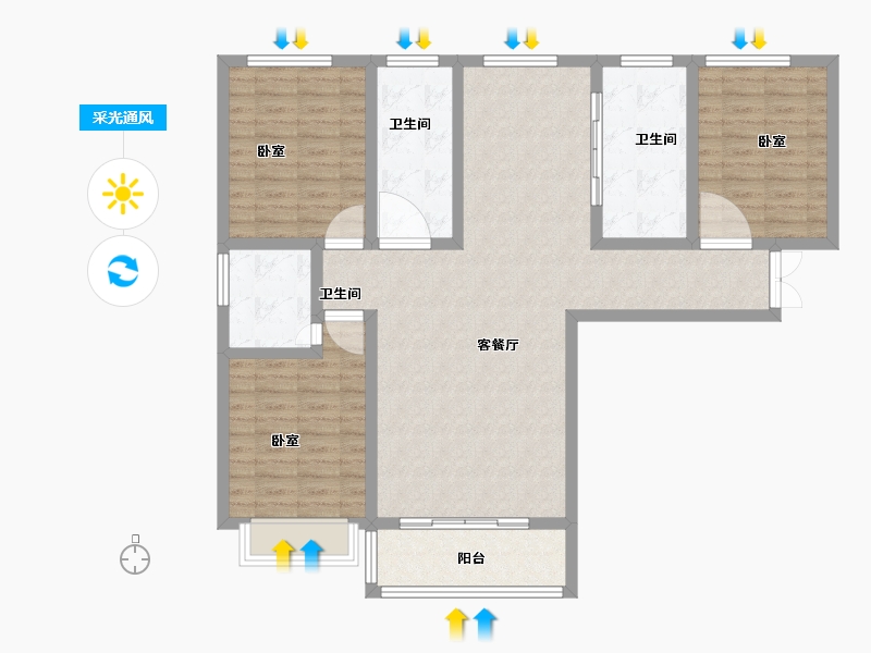 河南省-洛阳市-锦屏湖畔-108.00-户型库-采光通风