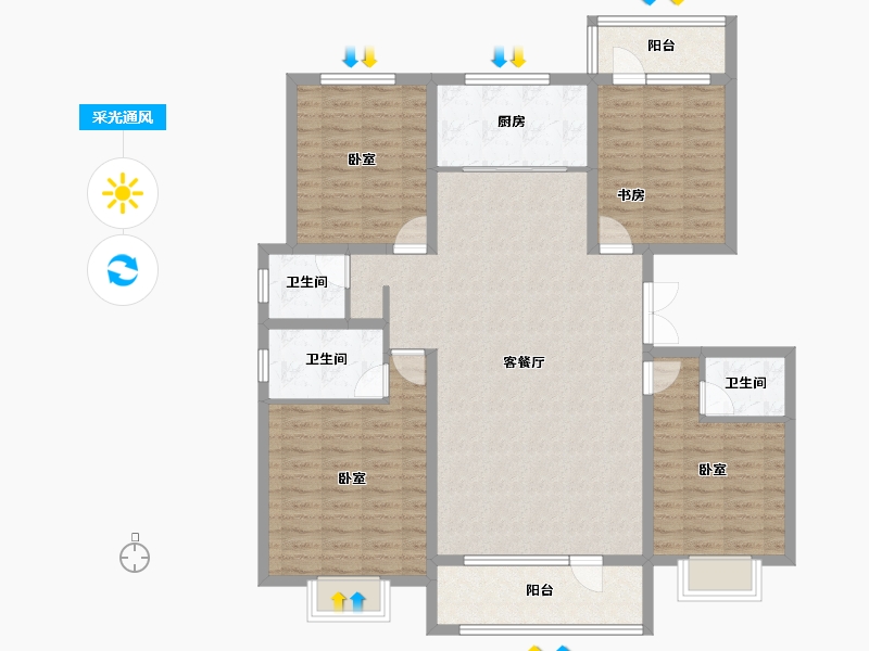 山东省-青岛市-海都悦府-126.01-户型库-采光通风