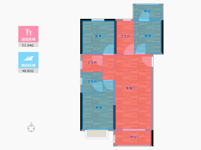 河南省-郑州市-汇泉博澳东悦城-93.00-户型库-动静分区