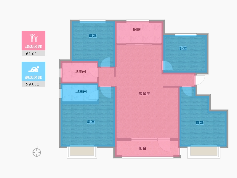 山东省-菏泽市-冠泽海棠湾-107.00-户型库-动静分区