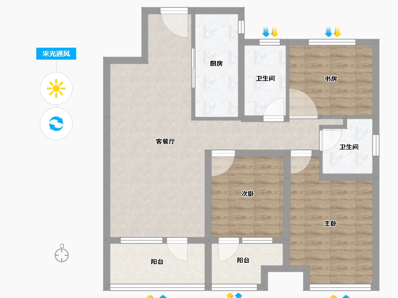 山东省-青岛市-青岛海洋活力区|融创中心·融耀-85.65-户型库-采光通风