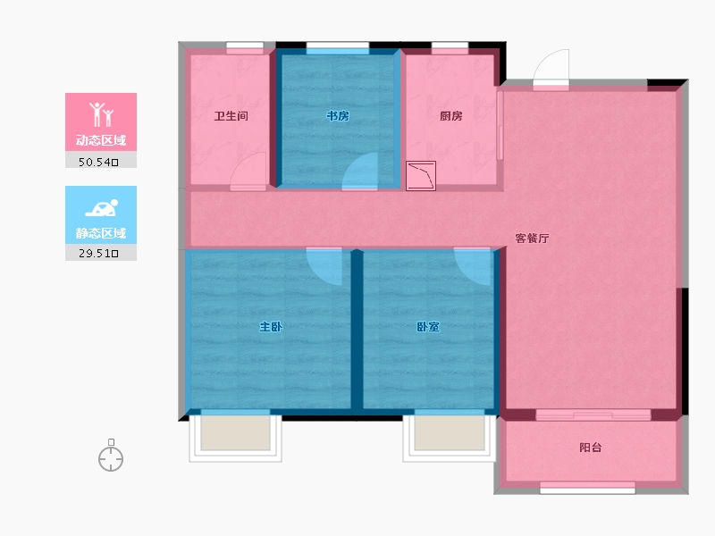 河南省-郑州市-朗悦公园府-71.00-户型库-动静分区