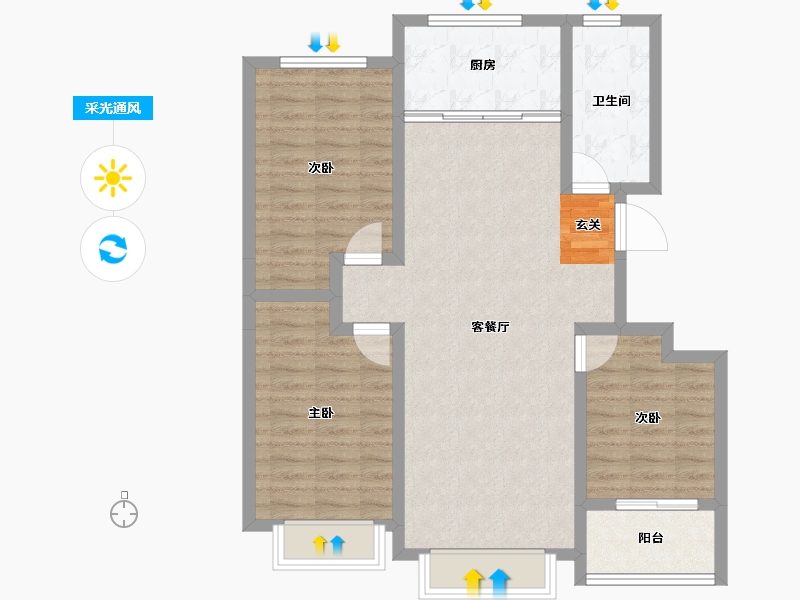 山东省-淄博市-五洲锦悦城-89.57-户型库-采光通风