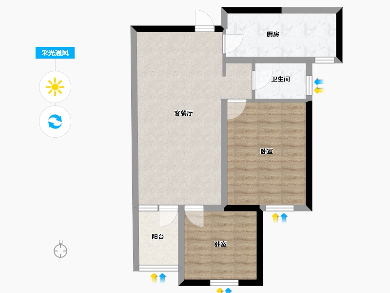 河南省-郑州市-风和朗庭-64.00-户型库-采光通风