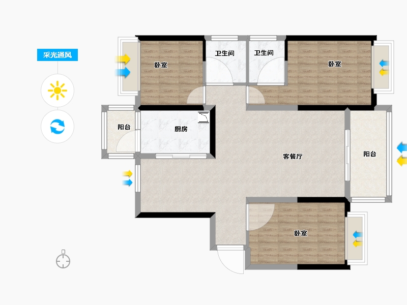 河南省-洛阳市-尚品1号-105.57-户型库-采光通风