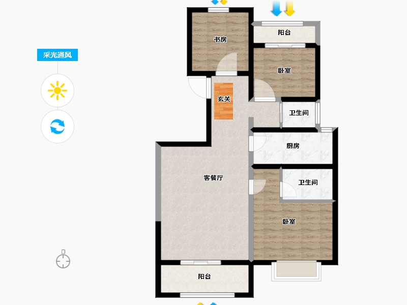 河南省-郑州市-正商馨港家-90.78-户型库-采光通风