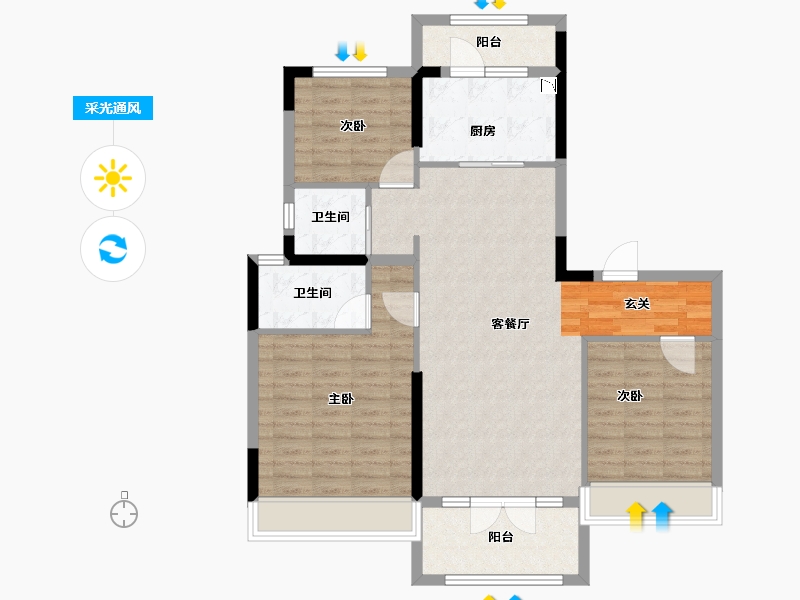 山东省-淄博市-碧桂园翡丽湖樾-100.00-户型库-采光通风