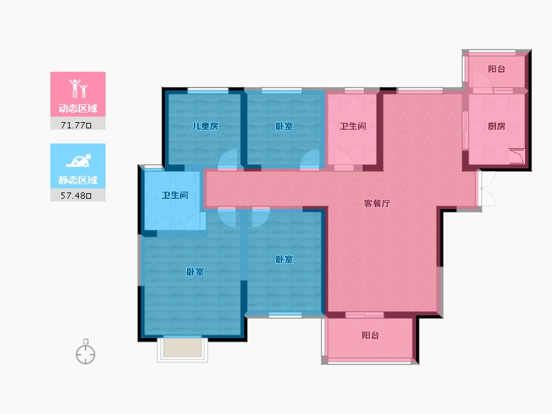 河南省-郑州市-明天香槟花园-114.00-户型库-动静分区