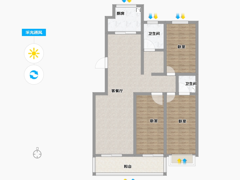 河南省-洛阳市-香泰花园-107.22-户型库-采光通风