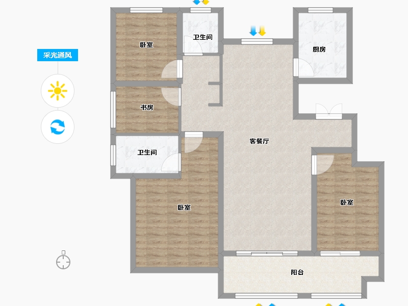 山东省-菏泽市-中丞玖璋台-117.00-户型库-采光通风