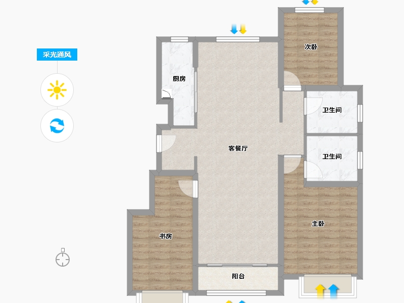 山东省-济南市-世茂原山首府-97.00-户型库-采光通风