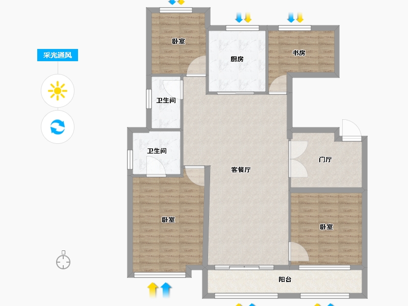 山东省-烟台市-万科御龙山住宅-114.01-户型库-采光通风