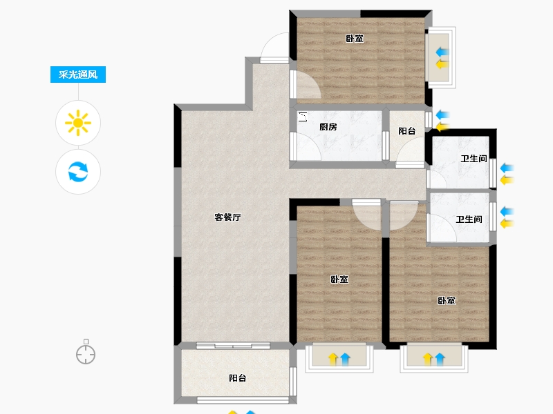 河南省-洛阳市-尚品1号-108.57-户型库-采光通风