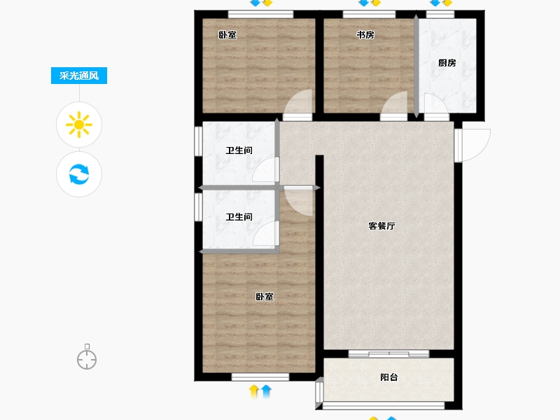 山东省-德州市-绿城德达·玉园-88.00-户型库-采光通风