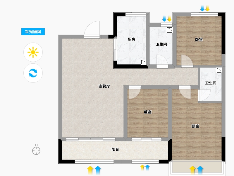 宁夏回族自治区-银川市-三沙源国际生态文化旅游度假区-90.62-户型库-采光通风