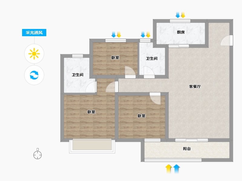 河南省-郑州市-龙湖·景粼玖序-90.01-户型库-采光通风