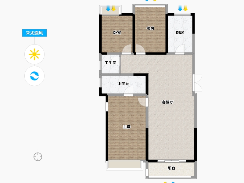 河南省-郑州市-朗悦公园府-144.01-户型库-采光通风