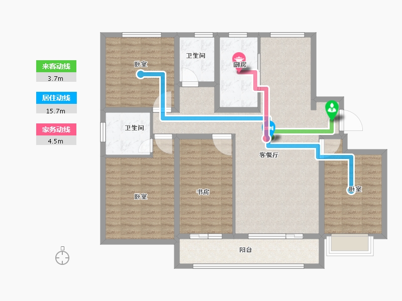 山东省-菏泽市-冠泽海棠湾-113.89-户型库-动静线