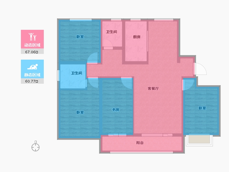 山东省-菏泽市-冠泽海棠湾-113.89-户型库-动静分区