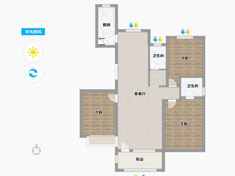 山东省-济南市-荣盛国际高尔夫温泉小镇-102.00-户型库-采光通风