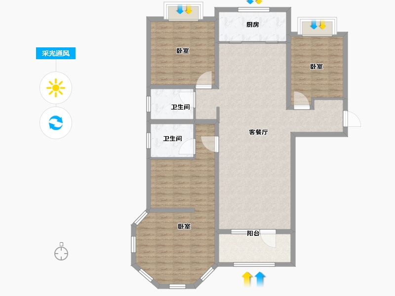 山东省-济宁市-兖州瑞马名门-124.01-户型库-采光通风