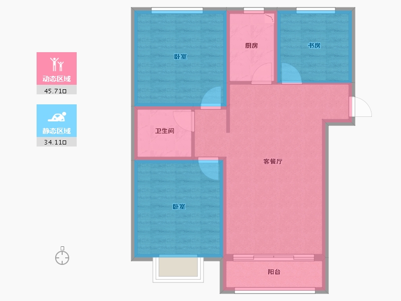 山东省-青岛市-西海岸花好月圆-71.00-户型库-动静分区