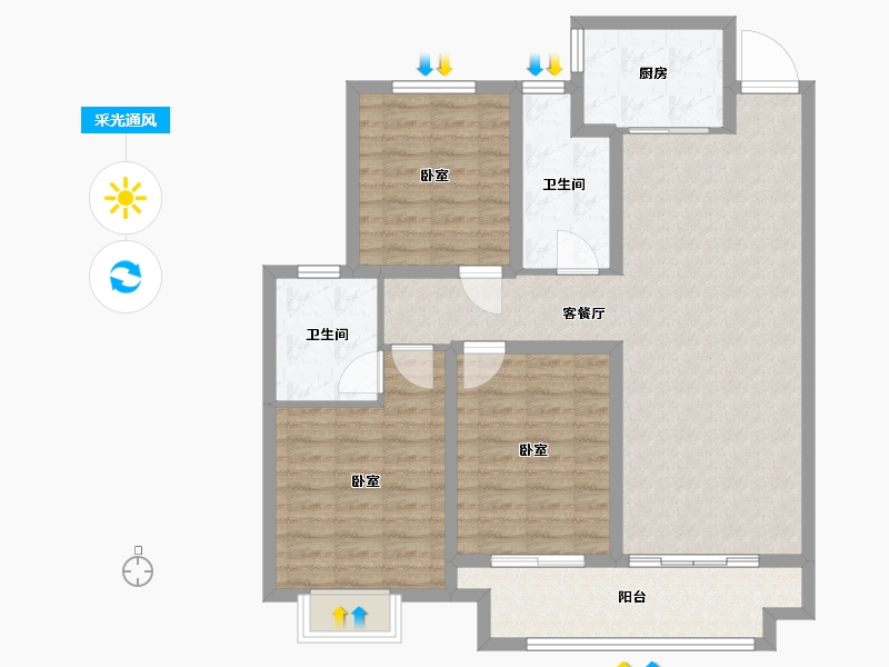 山东省-德州市-惠宁·清华园-102.00-户型库-采光通风