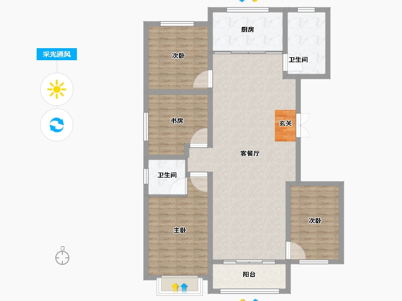 山东省-淄博市-鸿暻悦城-123.01-户型库-采光通风