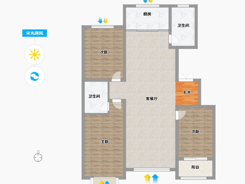 山东省-淄博市-鸿暻悦城-120.00-户型库-采光通风