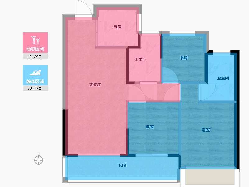 浙江省-温州市-大家天阳雲天美筑-49.01-户型库-动静分区