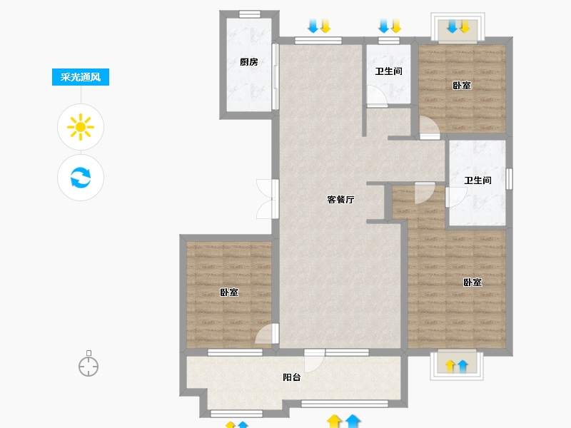 山东省-济宁市-兖州瑞马名门-110.00-户型库-采光通风