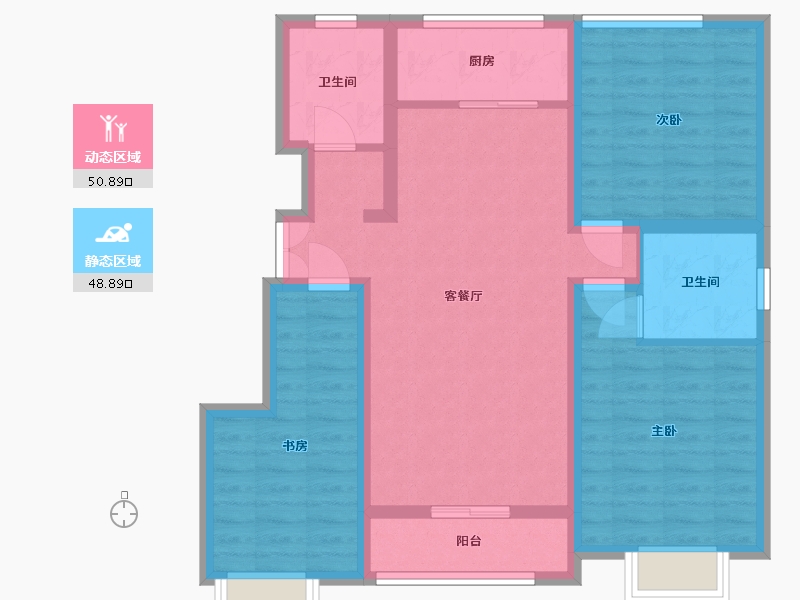 山东省-临沂市-金玉山御龙府-88.38-户型库-动静分区