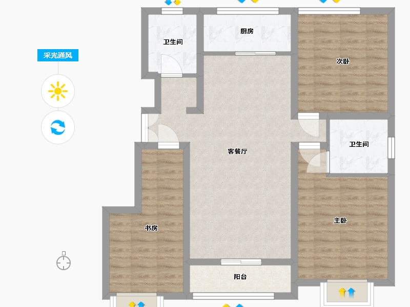 山东省-临沂市-金玉山御龙府-88.38-户型库-采光通风