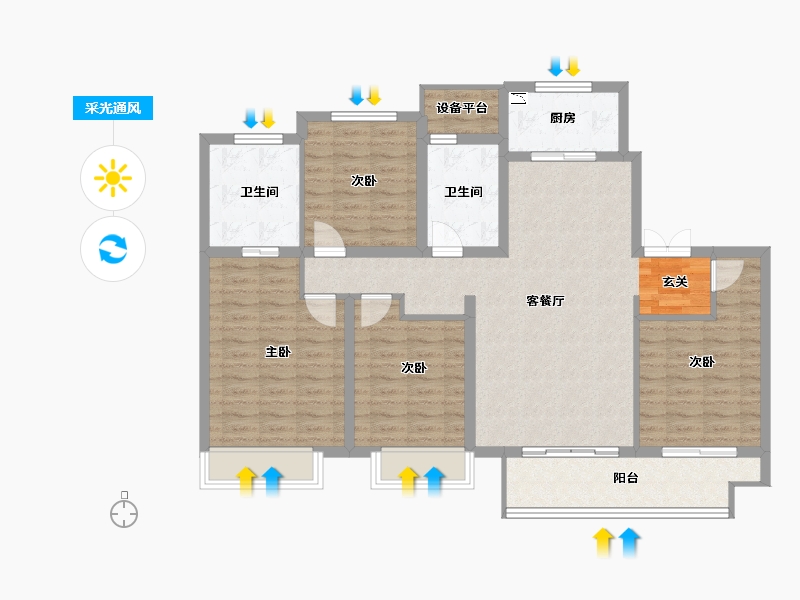 山东省-淄博市-世茂金洲府-114.00-户型库-采光通风