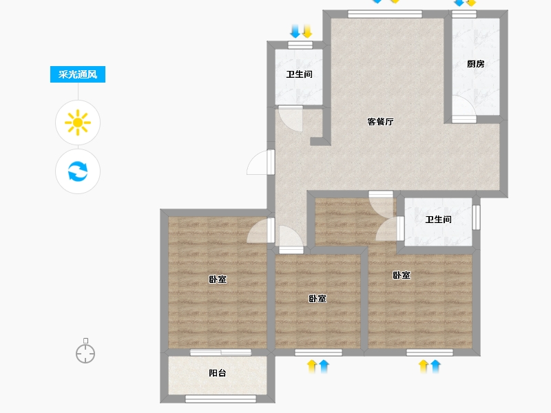 山东省-德州市-德兴城上城-84.16-户型库-采光通风