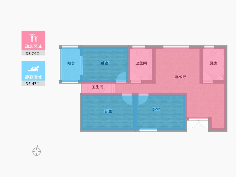 河南省-洛阳市-唐宫新城-64.87-户型库-动静分区