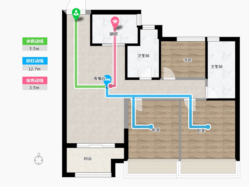 浙江省-嘉兴市-鸿翔海棠湾-70.00-户型库-动静线