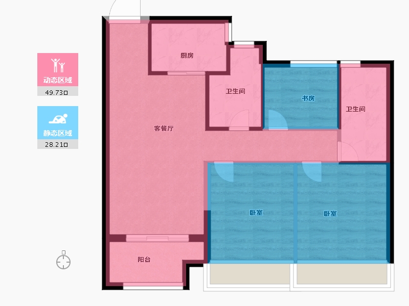 浙江省-嘉兴市-鸿翔海棠湾-70.00-户型库-动静分区