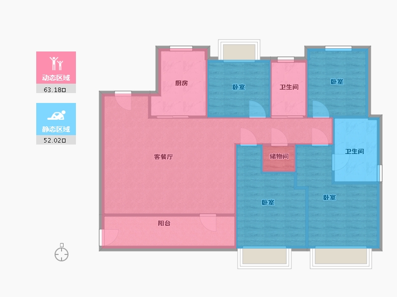 浙江省-温州市-荣安旭辉东宸府-105.42-户型库-动静分区