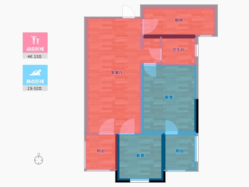 河南省-郑州市-风和朗庭-67.00-户型库-动静分区