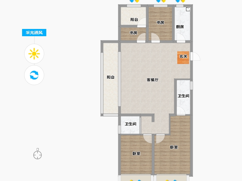 河南省-郑州市-碧桂园名门凤凰城-114.00-户型库-采光通风