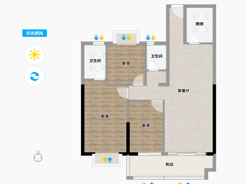 福建省-泉州市-南益刺桐春晓-93.44-户型库-采光通风